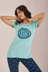 Sweet Moon Knit Cotton Pyjama Set - Navyblue Skyblue — thumbnail 5
